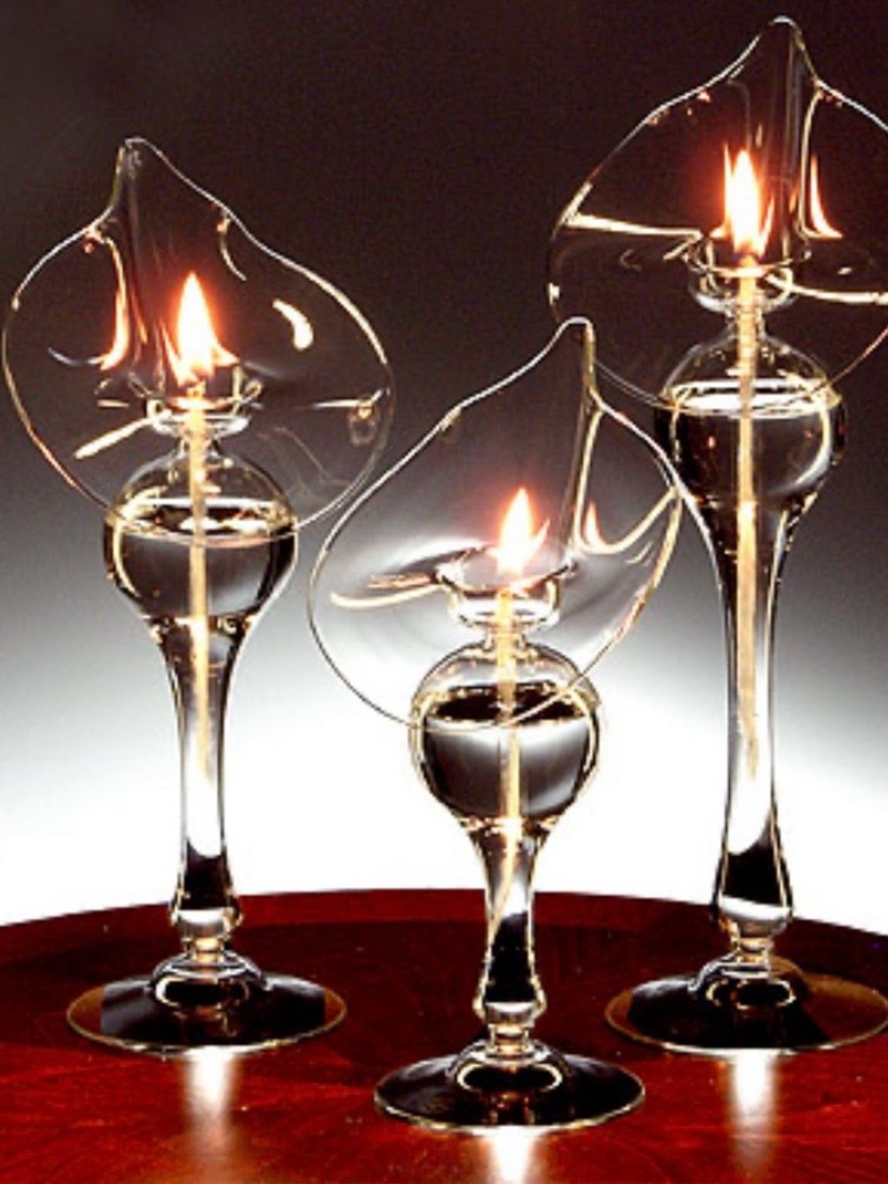 Glass Calla Lily Oil Lamp - Clear set of two only